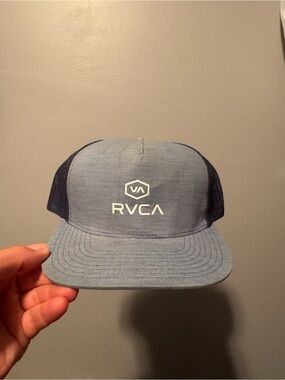 RVCA Light Blue and Navy Mesh Trucker Hat